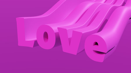 Extruded Purple Text LOVE. Ideal for Valentines Day, Wedding, Mothers Dayの写真素材