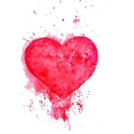 Light Red Splash Heart Hand Drawn Illustration. Valentines Day Concept.の写真素材
