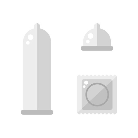 Condom icons isolated on white background.   Condom icon for banner. Flat style vector illustration.のイラスト素材