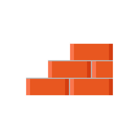 Brick icon isolated on white background. Red bricks wall. House construction element. Flat vector illustration design.のイラスト素材