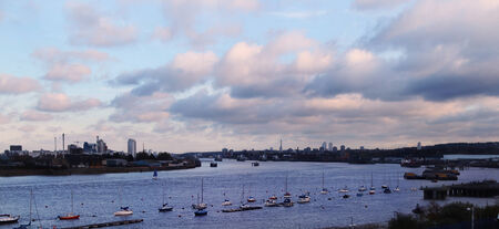 Landscape of Thames in London at evening.の写真素材
