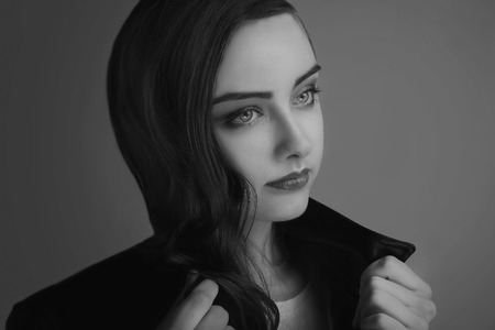 Beauty portrait of young teenage girl in glamour makeup.の写真素材