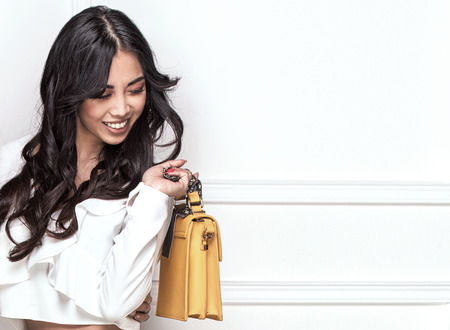 Portrait of fashionable young asian woman with long hair and glamour makeup.の写真素材