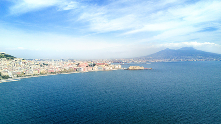 Aerial,drone shot - beautiful landscape of mount vesuvius, Naples, Italy.の写真素材