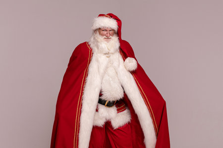 Christmas are coming! Real Santa Claus posing in studio.の写真素材