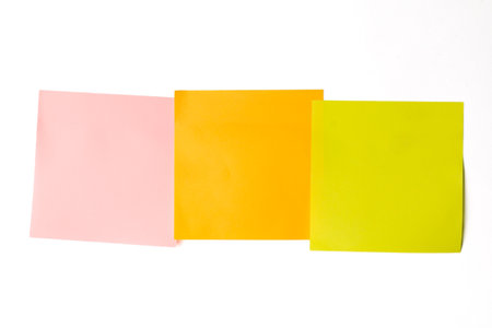 Colorful post it notes isolated on white background with clipping path.の写真素材