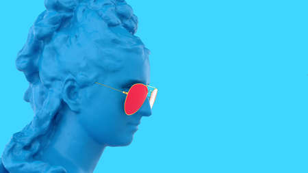 3d render woman's head in profile antique modern background there is a place for textの写真素材