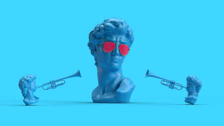 3d render glorification playing the trumpet two for the third art modern