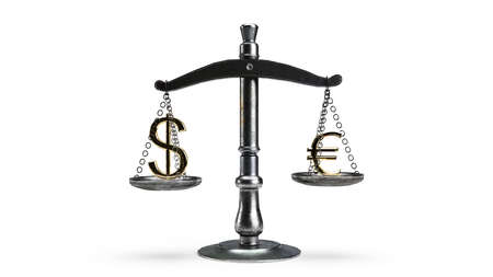 3d render dollar vs euro fluctuations in the dollar and euro exchange ratesの写真素材