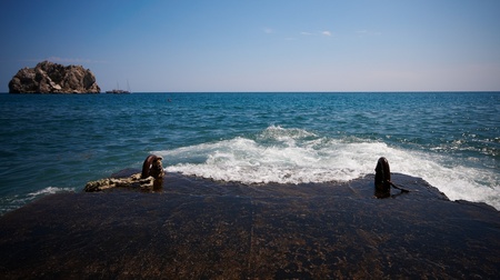 Old breakwater, Crimea cost, Ukriane  の写真素材