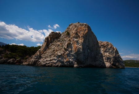 View to cost of Crimea, Gurzuf from the water  の写真素材