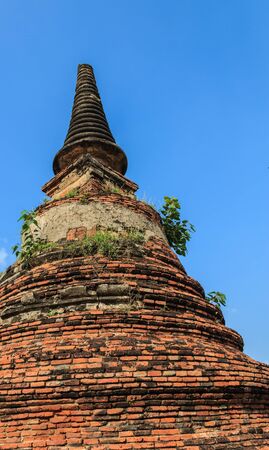 Ancient ruined stupa in Temple of Ayuthaya at Historical Park, Thailand,の写真素材