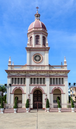 Santa Cruz Catholic Church in Bangkok, Thailand with Blue sky Backgroundの写真素材