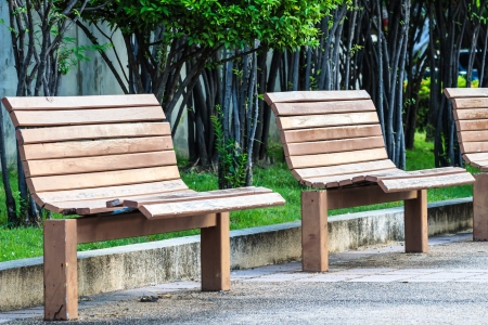Wooden Bench in the Gardenの写真素材