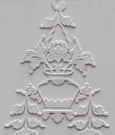 Flower Pot Stucco on Cement wallの写真素材