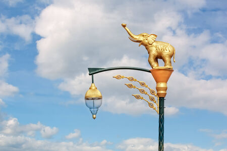Retro Street Lamp, Elephant Style, in Sunshine Dayの写真素材