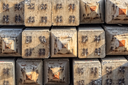Precast Concrete piles with Steel Tip, Closeup