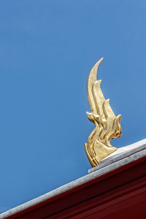 Thai Traditional Architecture, Naga Abstract on Temple Roof, Thailandの写真素材
