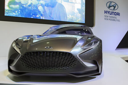 BANGKOK - DECEMBER 6 : HYUNDAI HND-9 car on display at The 31st Bangkok International Motor Expo on December 6, 2014 in Bangkok, Thailand.のeditorial素材