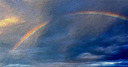 Rainbow in Dark Cloudの写真素材