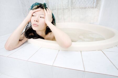Asian model in bath