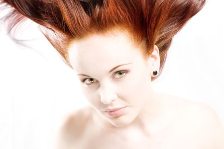 Headshot of red headed beautyの写真素材
