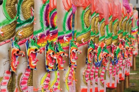 Oversize joss sticks with dragons on for Buddhist celebrationの写真素材