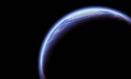 Digital Illustration of bright rim lit planet in space