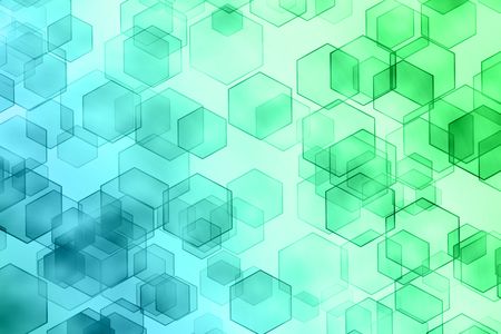 Abstract background of hexagons, green and blueの写真素材
