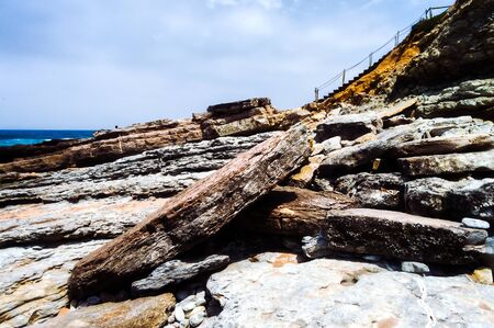 Landscape with rocky beach at the Atlantic Oceanの写真素材