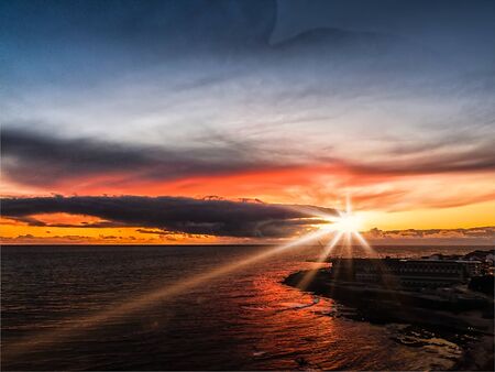 The Atlantic Ocean at sunset in Ericeiraの写真素材