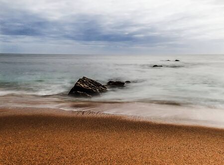 Seascape between sky and ocean in Ericeiraの写真素材