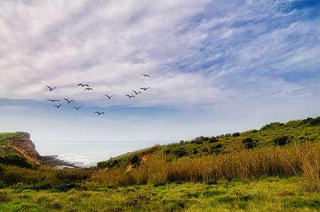 Seascape on the Portuguese coast of the Atlantic Oceanの写真素材