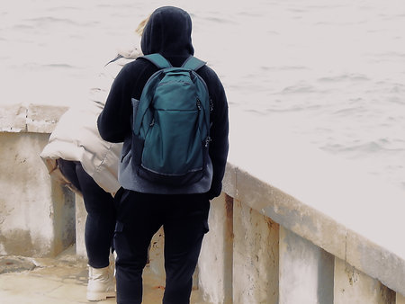 On a walk on the ocean on a winter's day