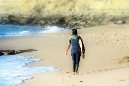 Surfers on the Portuguese Atlantic coastの写真素材