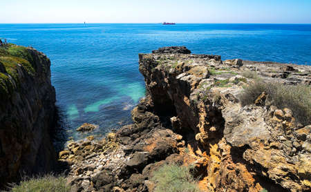 Seascape with rocky shore on the Atlantic coast