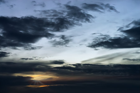View of a sunset sky with gray clouds