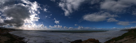 Atlantic coast seascape with cloudy sky
