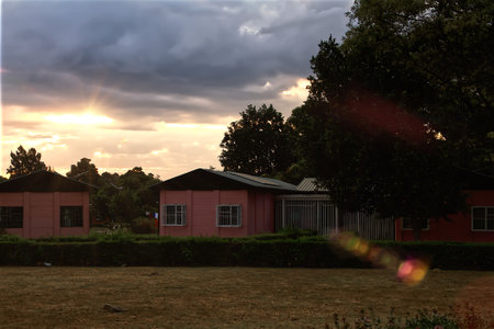 African rural landscape at sunsetの写真素材