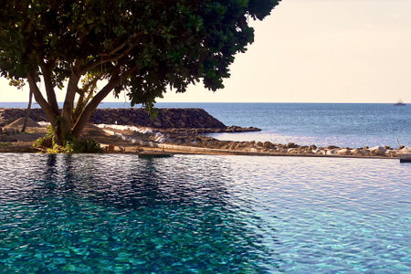 Image from a resort in Indonesia on the coast of the Indian Oceanの写真素材