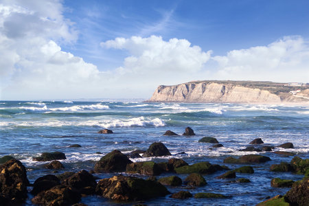 Seascape on the Portuguese shore of the Atlanticの写真素材