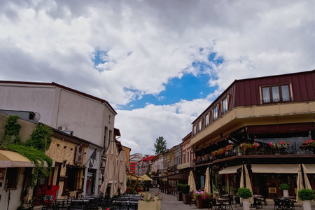A street of old town of Targoviste, Romania