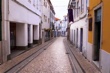 Street view of the old town of Torres Vedras, Portugal, Europe.の写真素材