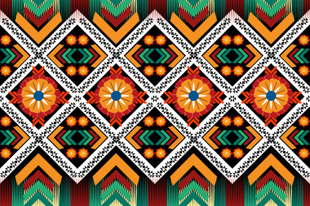 Geometric ethnic pattern traditional Design for background,carpet,wallpaper,clothing,wrapping,Batik,fabric,vector illustration embroidery style.のイラスト素材