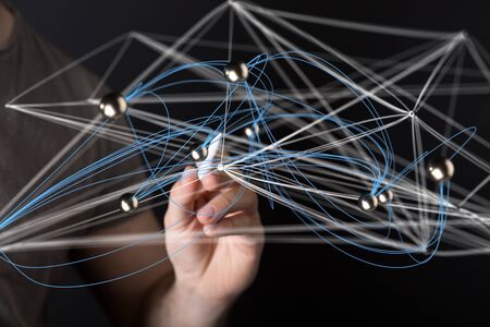 network lines - man in background