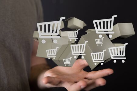 Transport Cardboard boxes, logistics and delivery concept digital 3d.の写真素材