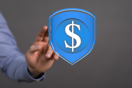 Secure Your Finances: Dollar Sign in Protective Shieldの写真素材