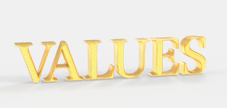 Gold Values Word 3D Renderの写真素材