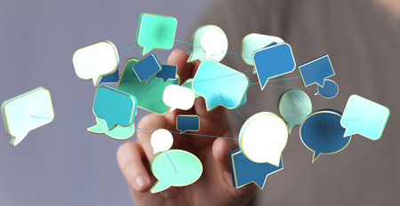 Global Communication Network: Connected Speech Bubbles