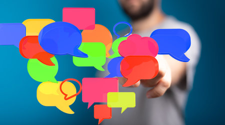 Colorful Speech Bubbles: Communication & Connectionの写真素材